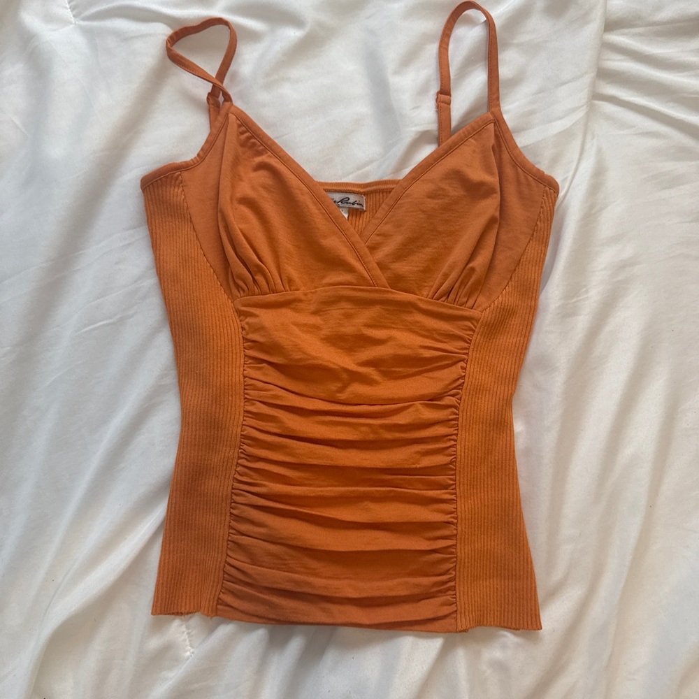 Y2K Orange Ruched Women's Top
